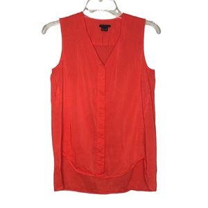 THEORY | Coral Sleeveless Button Front V-Neck Blouse Top